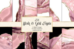 A4 Blush and Gold Agate Digital Paper Textures
