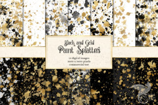 Black and Gold Paint Splatters Textures