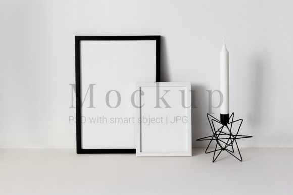 Black and White Photo Frame Mockup for Frames Amp