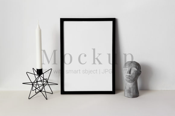 Black Photo Frame Mockup Head and Candle Frames Amp