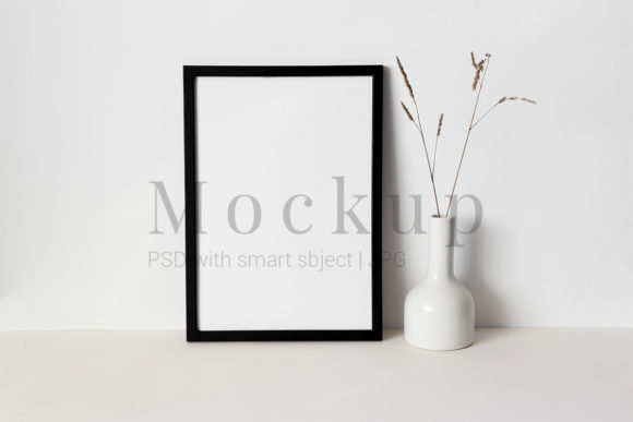 Black Photo Frame Mockup White Vase and Frames Amp