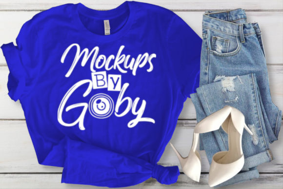 Blue T-Shirt Mock Ups, White Background