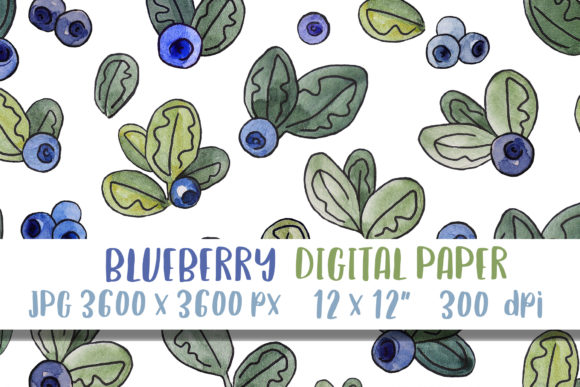 Blueberry Digital Paper Seamless Pattern