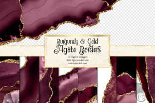 Burgundy and Gold Agate Borders for Textures