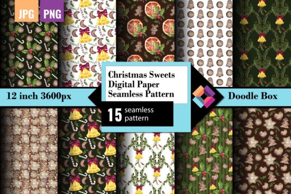 Christmas Sweets Digital Paper.Gift Wrap