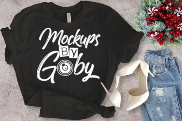 Christmas Women Black T-shirt Mockups