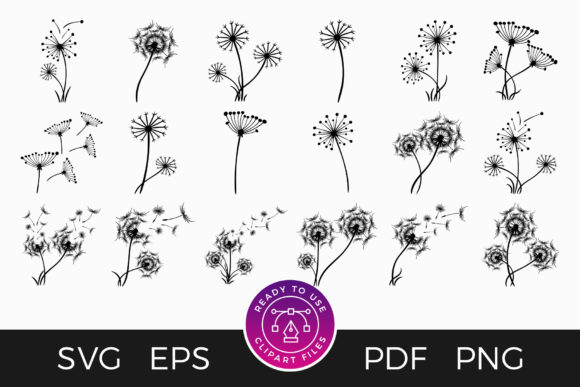 Dandelion Clipart Flower Set for Crafts