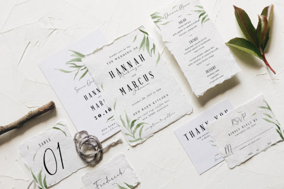 Dusty Green Foliage Wedding Suite & Print Templates