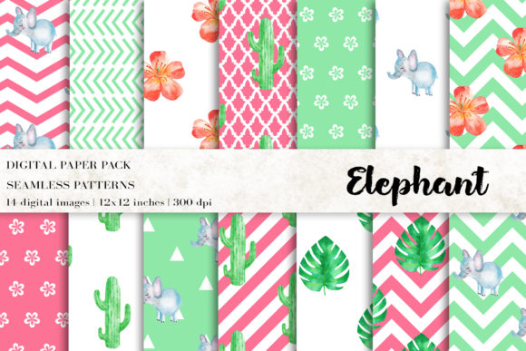 Elephant Digital Papers and Patterns