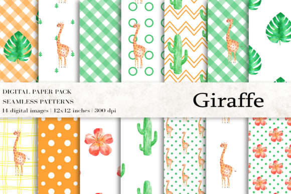 Giraffe Digital Papers and Patterns