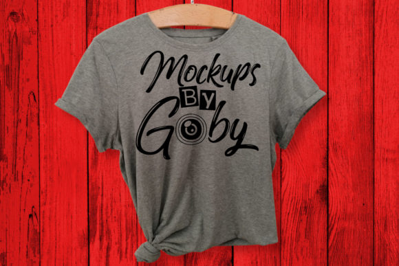 Gray T Shirt Mock Up, Red Background