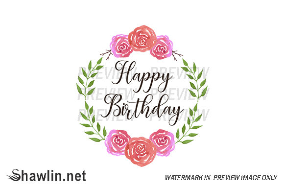 Happy Birthday Floral Wreath Web Elements