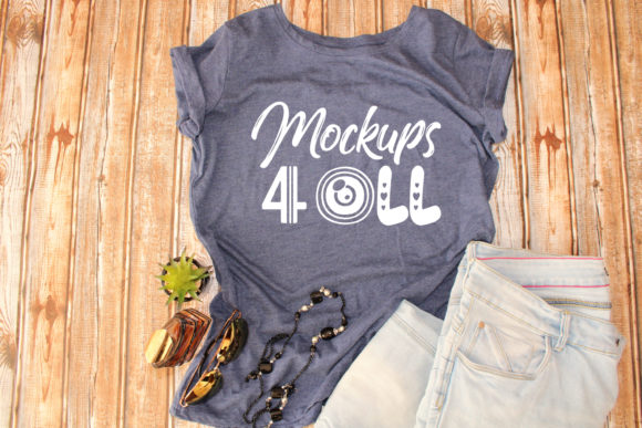 Mockup Bella Canvas 3001 Blue T-Shirts for Local Branding