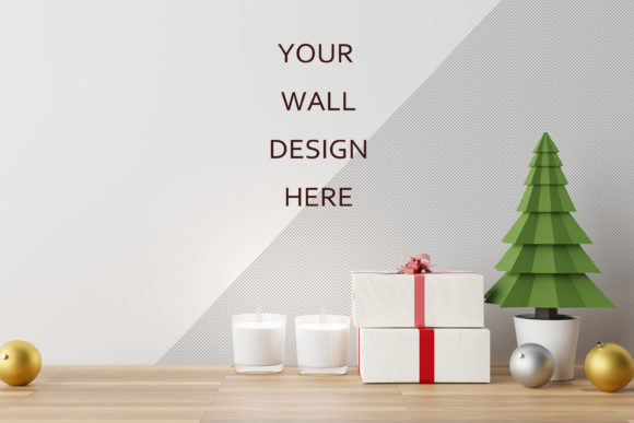 Mockup Wall Art with Chritsmas Scene