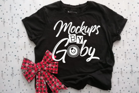 Mockups Black T-shirt, Christmas Bow T-Shirts