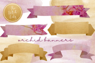 Orchid Banner Clipart Set for Crafts