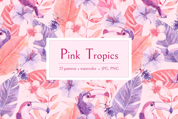 Pink Tropics Patterns for Web Design