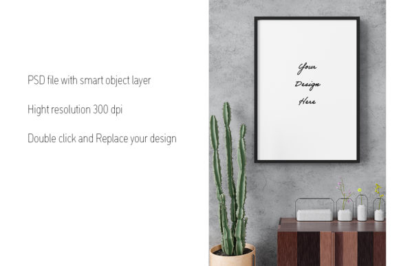 Portrait Poster Frame Mockup 2 and Frames Amp
