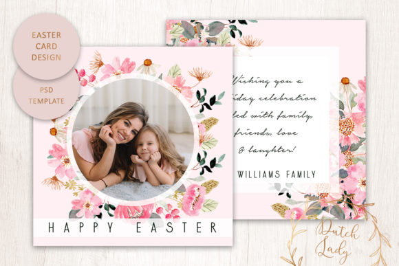 PSD Easter Photo Card Template 1 and Print Templates