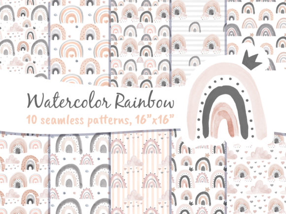 Rainbow Scandi Pastel Blush Pink Seamles and Patterns