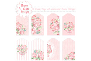 Shabby Chic Tags with Roses Set of 8 and Crafts