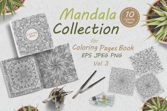 Square Mandala for Coloring Books, Vol.3 and Coloring Pages Amp