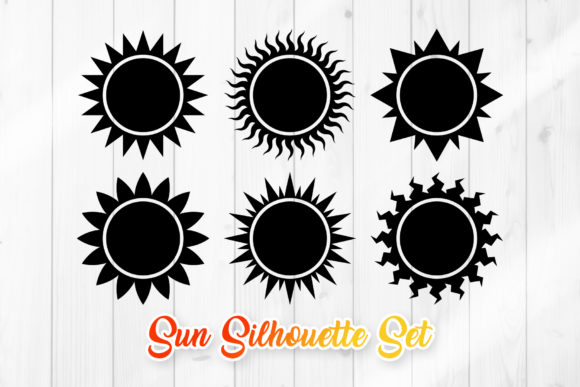 Sun Clipart Silhouette SVG Set for Crafts