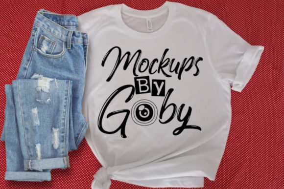 White Tshirt Mockup, Red Background for T-Shirts