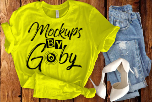 Women Yellow T Shirt Mockups, Styled